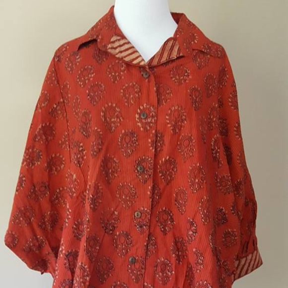 Maahi Large Cotton Rust Shirt - Cotton - Picture 3 of 7